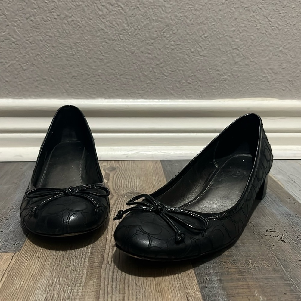 Coach Black Flats with Bow Detail